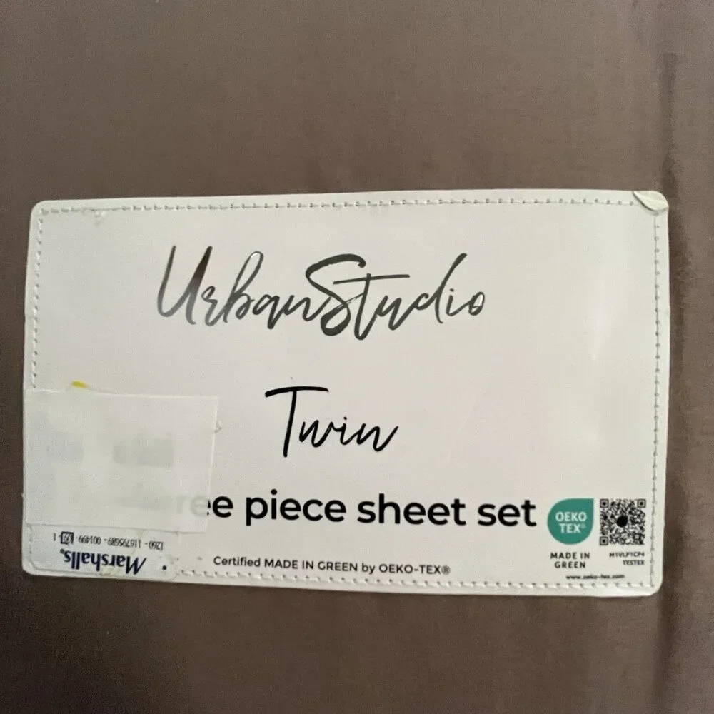 Urban Studio Twin Sheet Set Taupe Brown‎ 100% Microfiber 3PC Neutral Soft